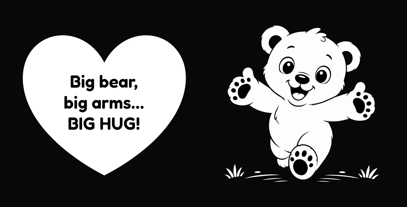 A little bear beside a heart and the words Big bear, big arms... BIG HUG!