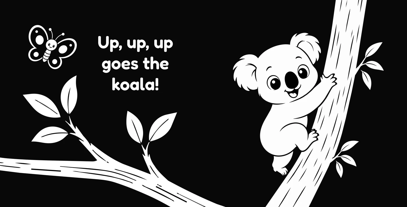A koala climbing a tree